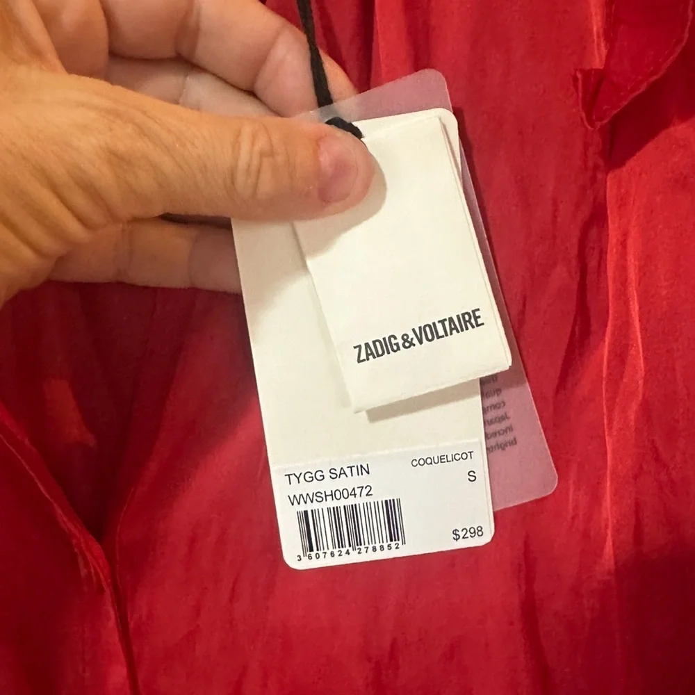 Zadig & Voltaire Tygg Satin Blouse in Red. - Picture 6 of 8